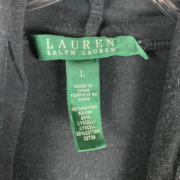 Lauren Ralph Lauren Black Waterfall Lightweight Cardigan Sweater Womens Sz Large - Picture 6 of 10